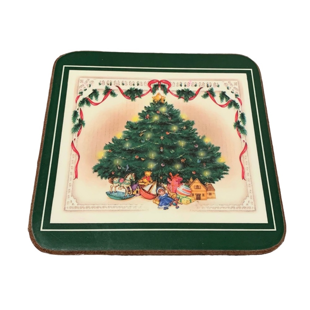 Royal Table Victorian Christmas Tree Beverage Coasters - Six (6)